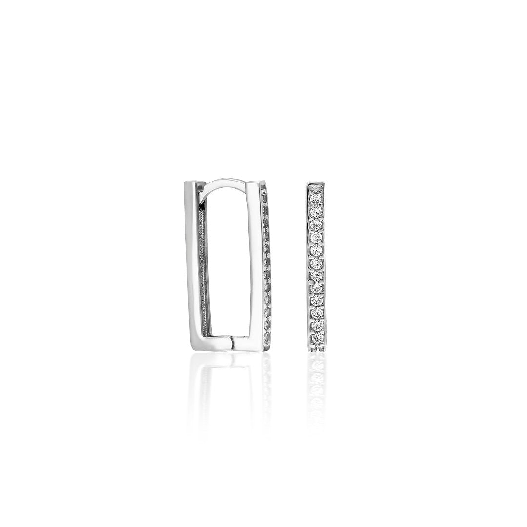 Rectangular Zircon Stone Earrings - 925 SILVER