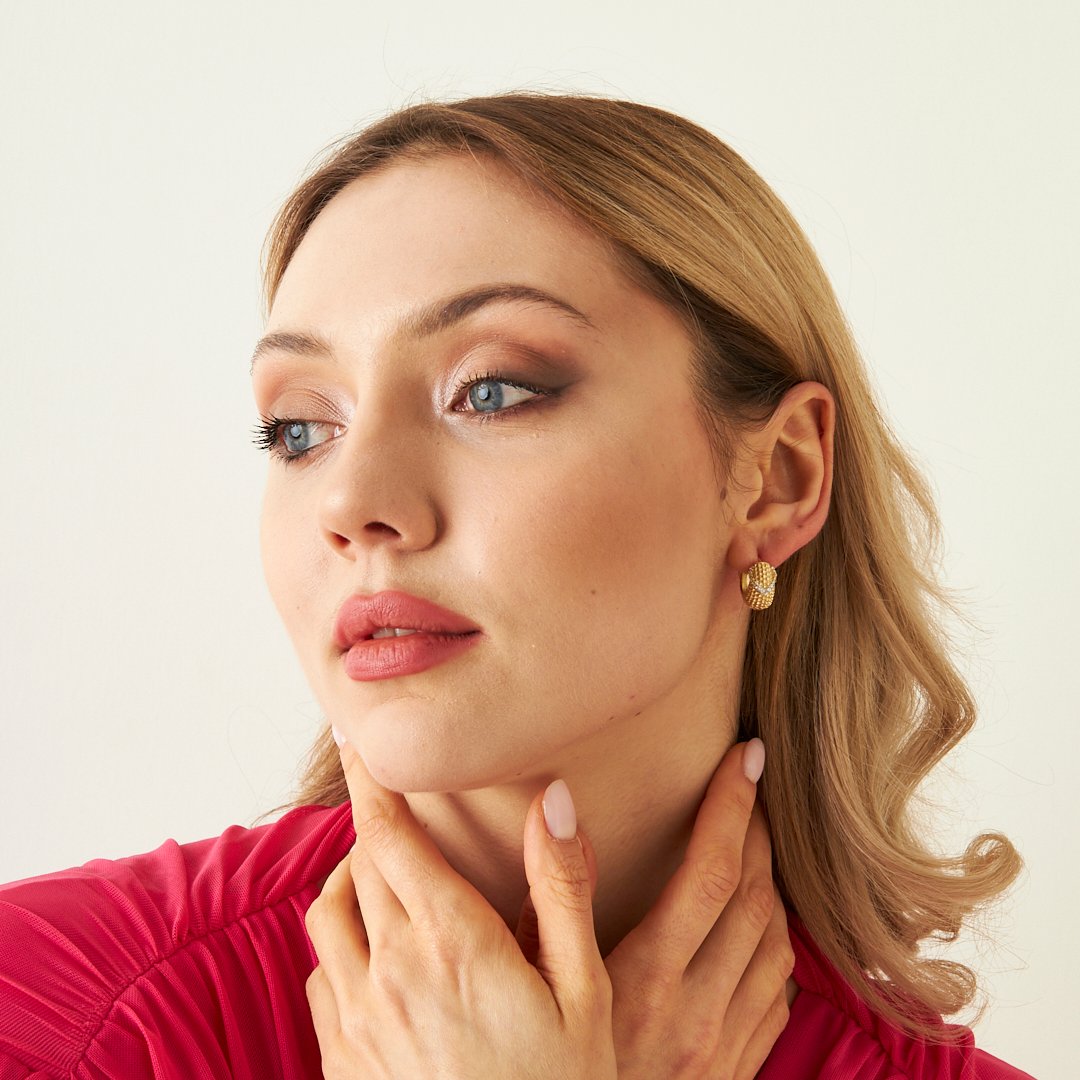 Zircon Stone Design Earrings - 925 SILVER