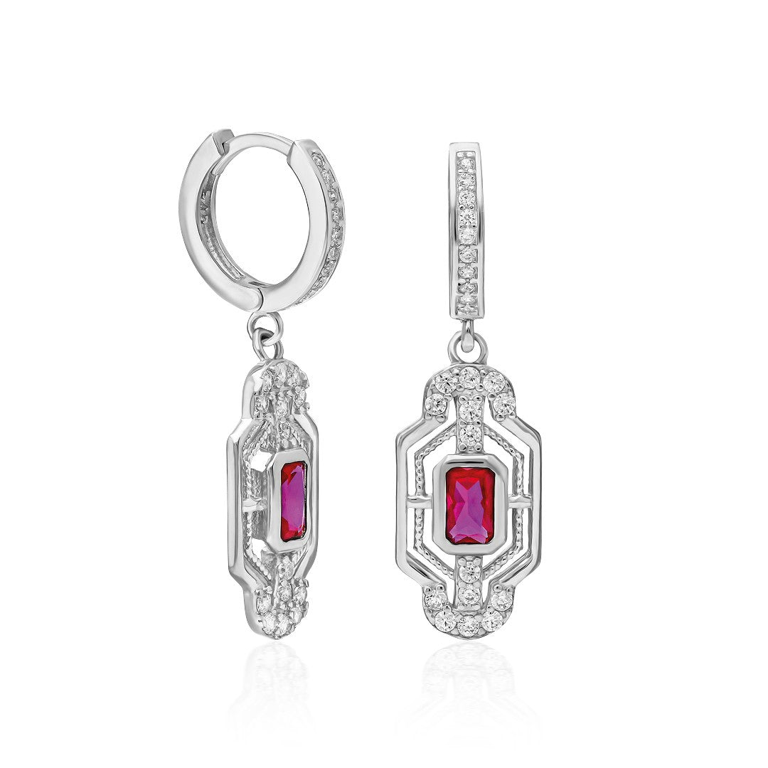 Colorful Baguette Stone Earrings - 925 SILVER
