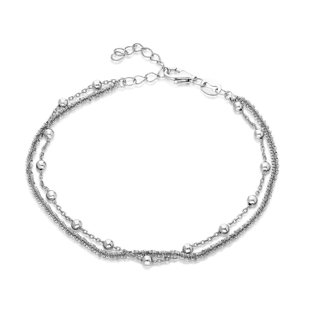 Dorica Ball Double Chain Bracelet - 925 SILVER