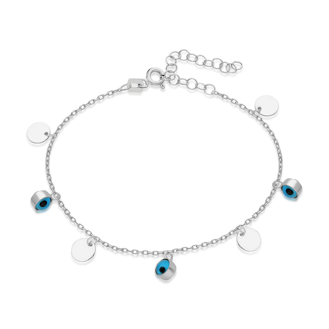 Evil Eye Plate Bracelet - 925 SILVER