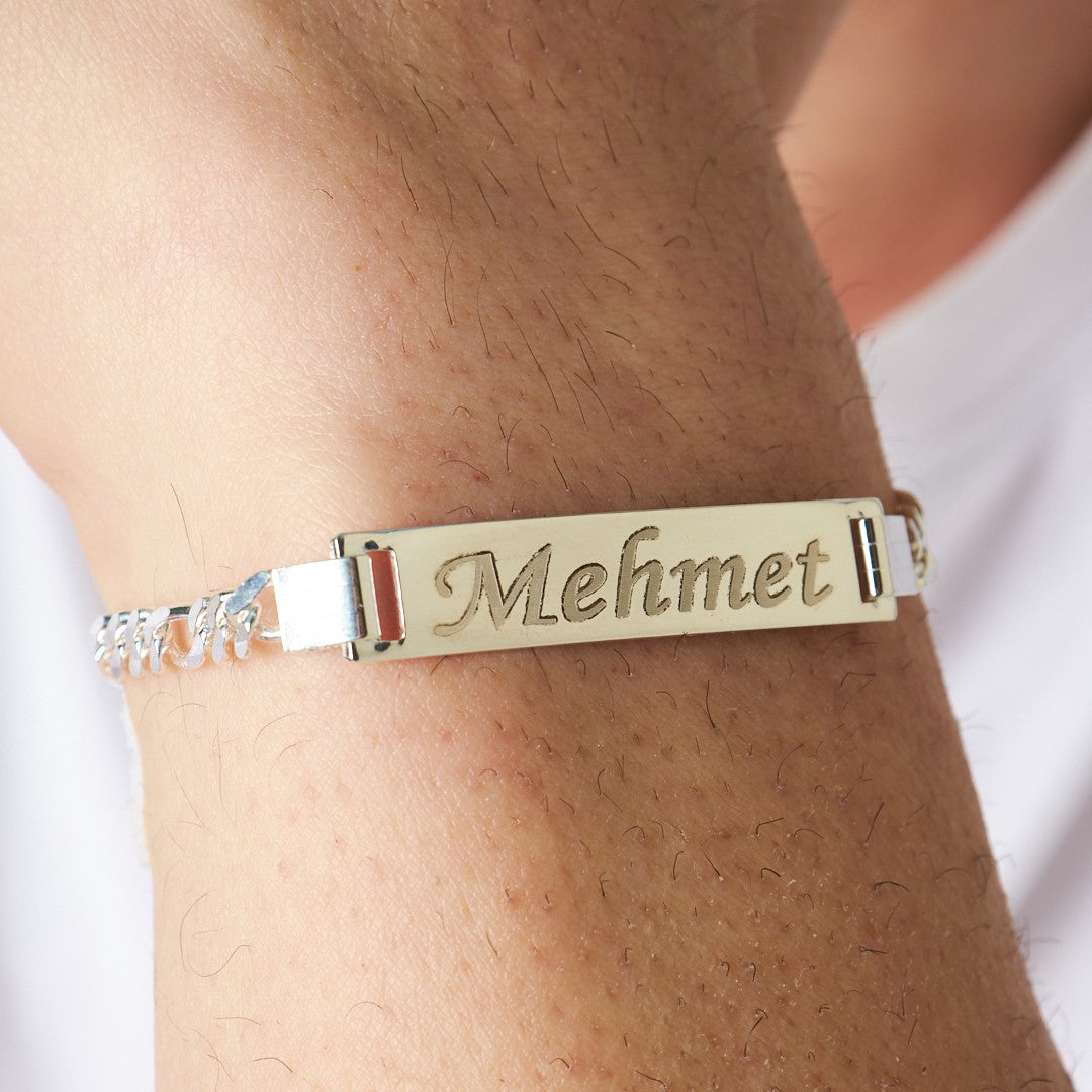 Name Bracelet with Plate - 925 SILVER