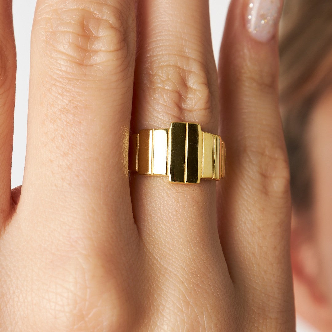 Vertical Striped Hoop Ring - 925 SILVER