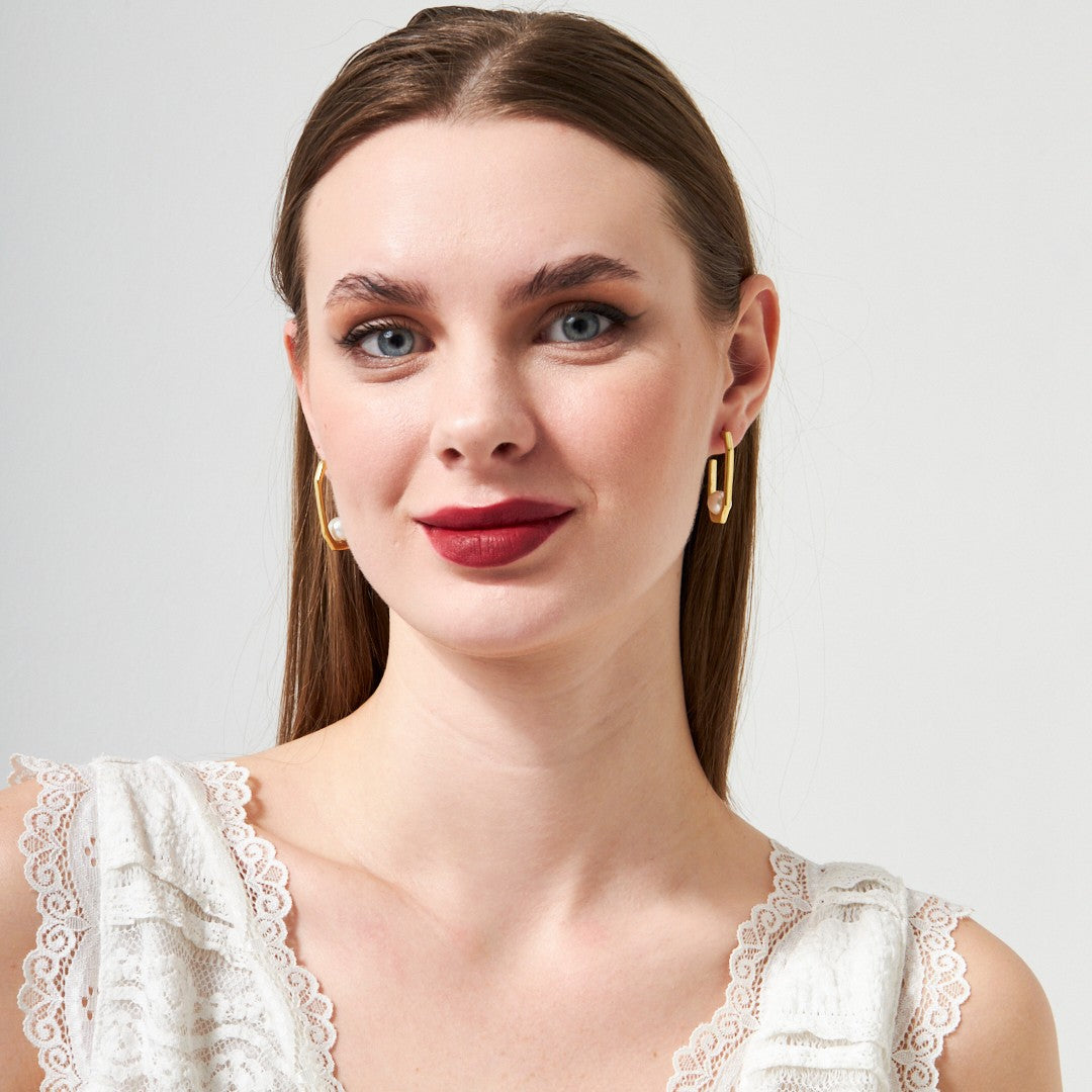 Half Round Pearl Earrings - 925 SILVER