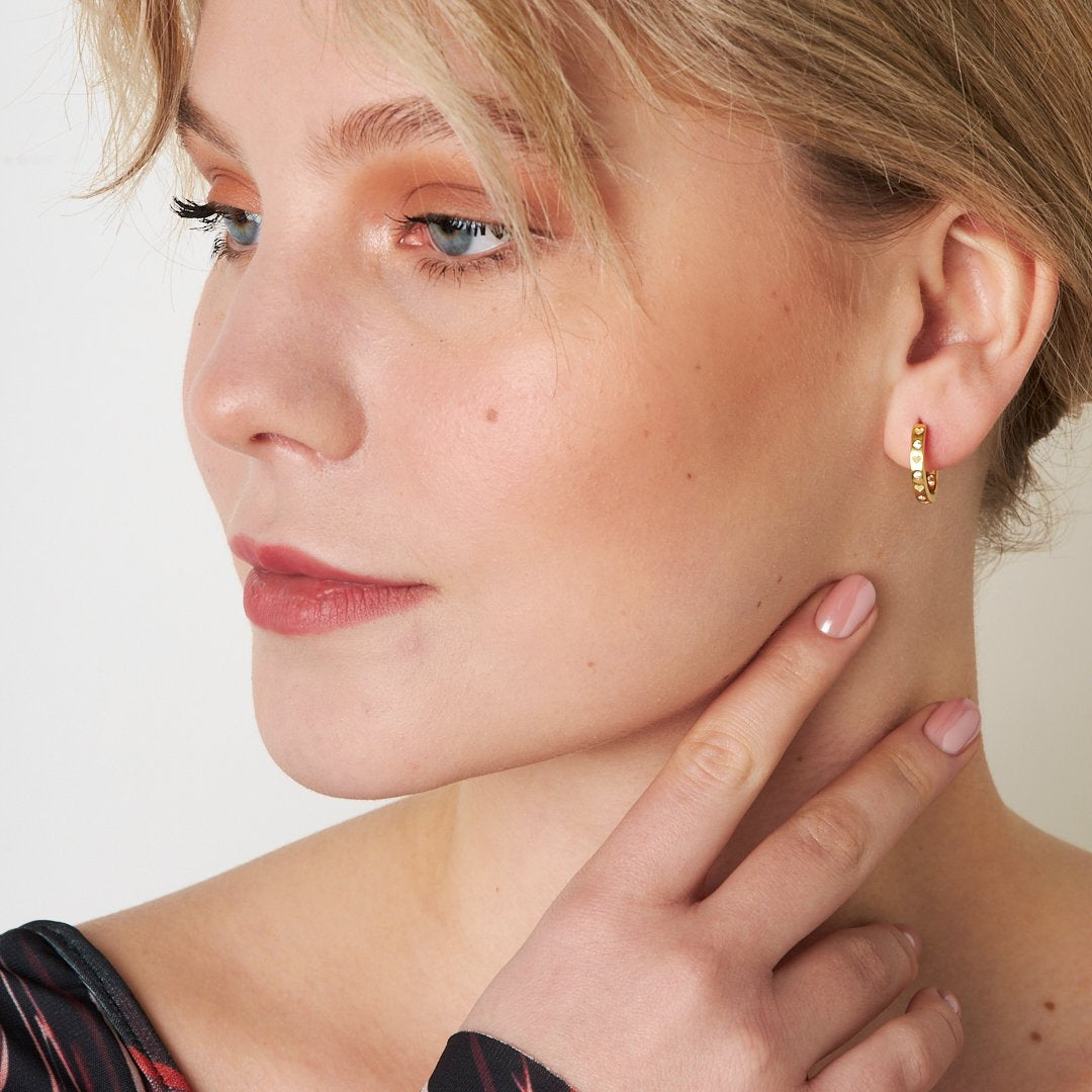 Heart Patterned Earrings - 925 Silver