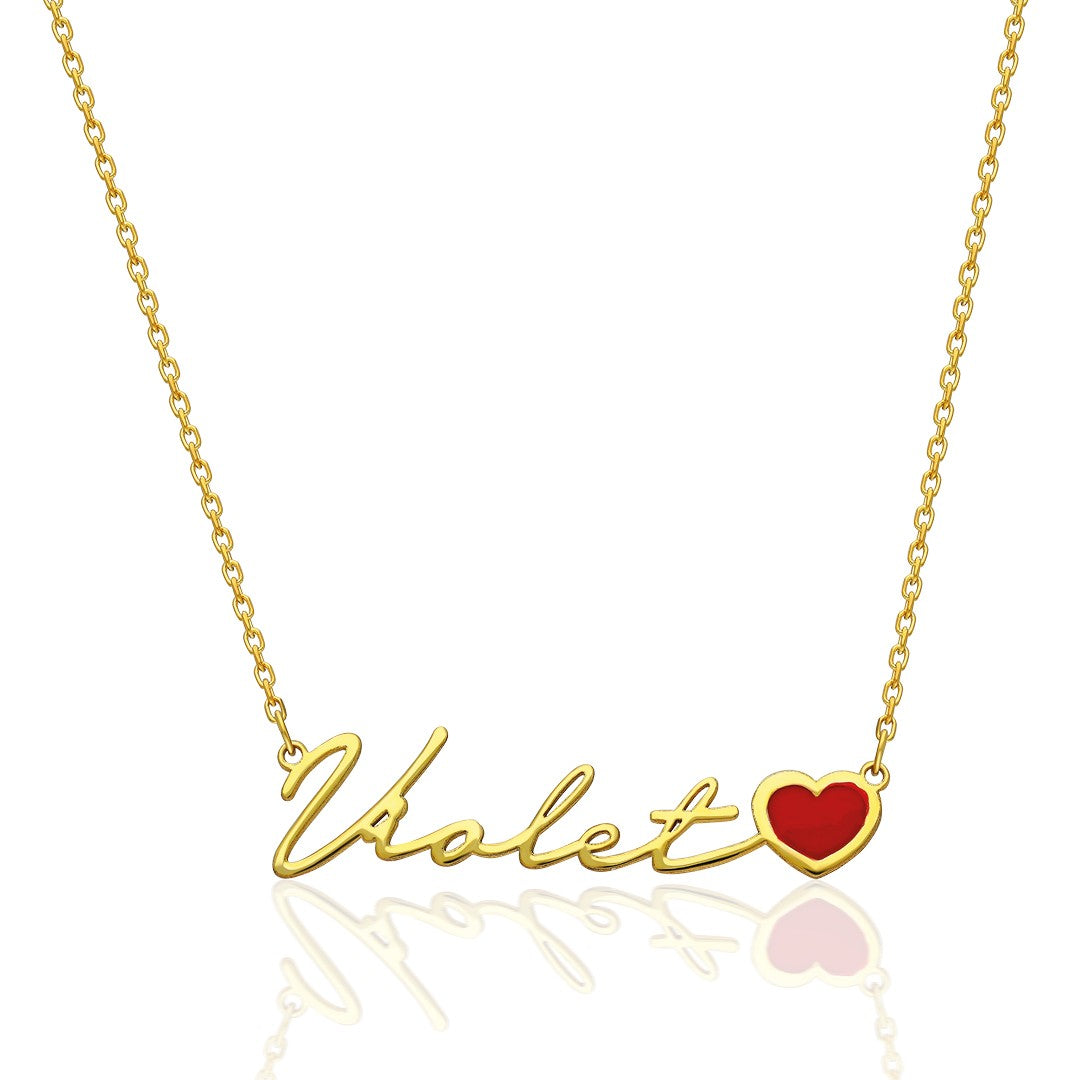 Red Heart Name Necklace - 925 SILVER