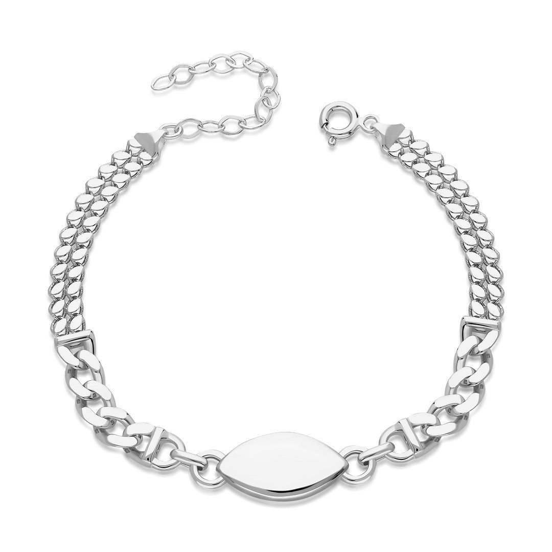 Two Chain Almond Bracelet - 925 SILVER