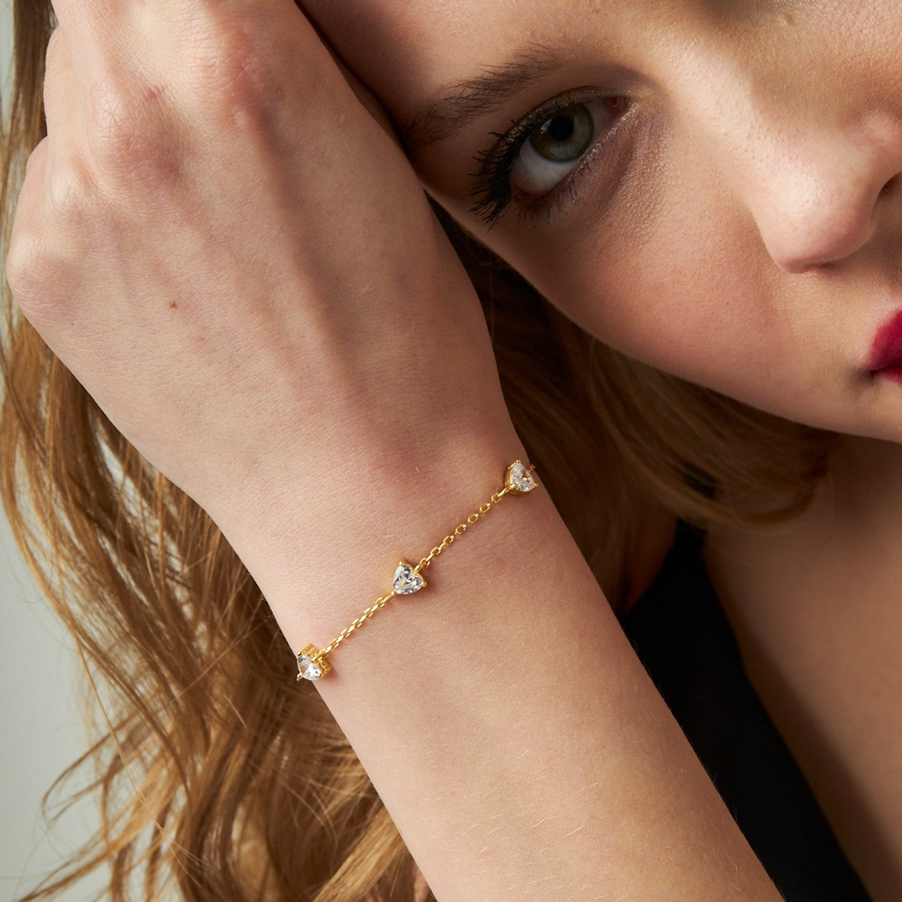 Three Stone Diamond Bracelet - 925 SILVER