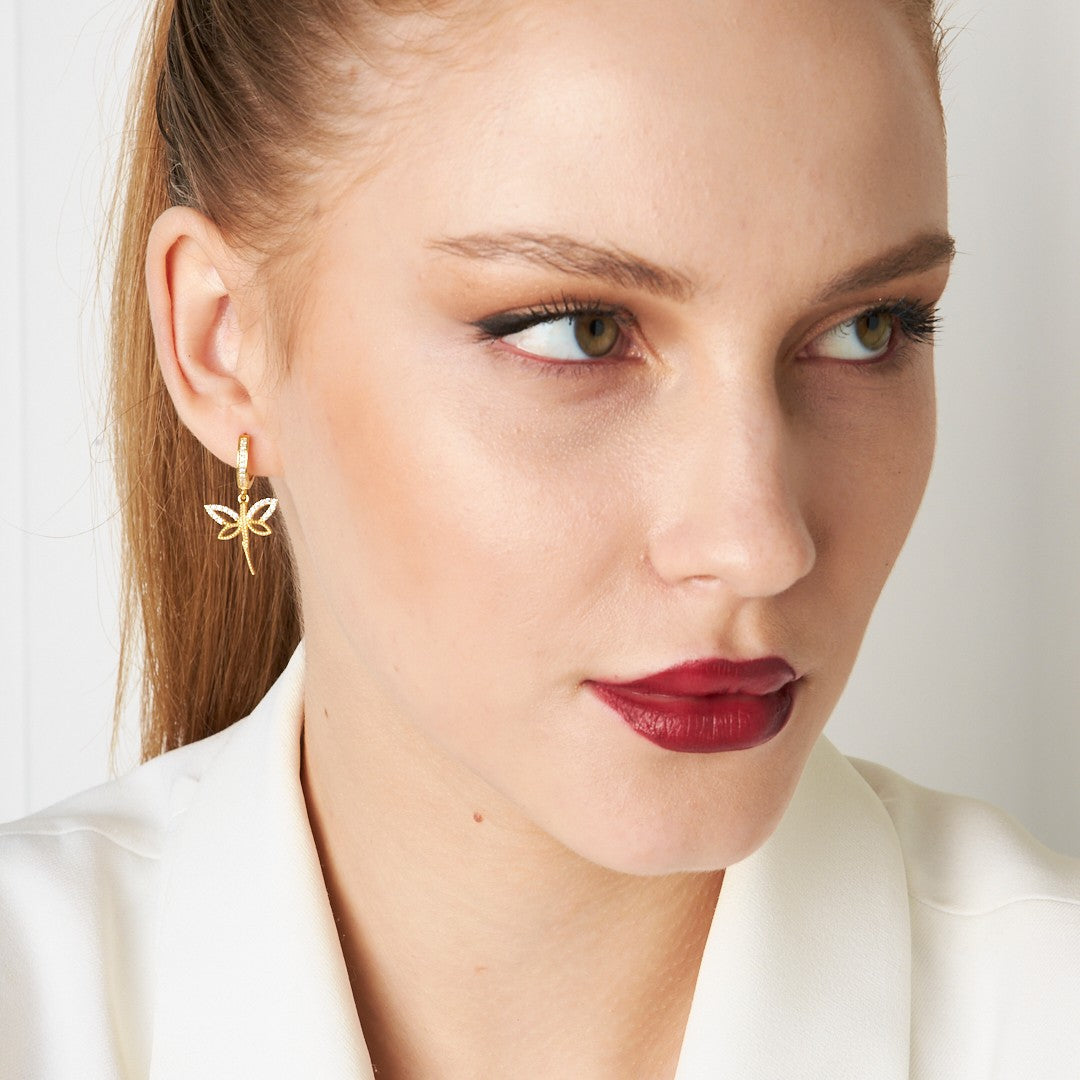 Dragonfly Angel Earrings - 925 Silver