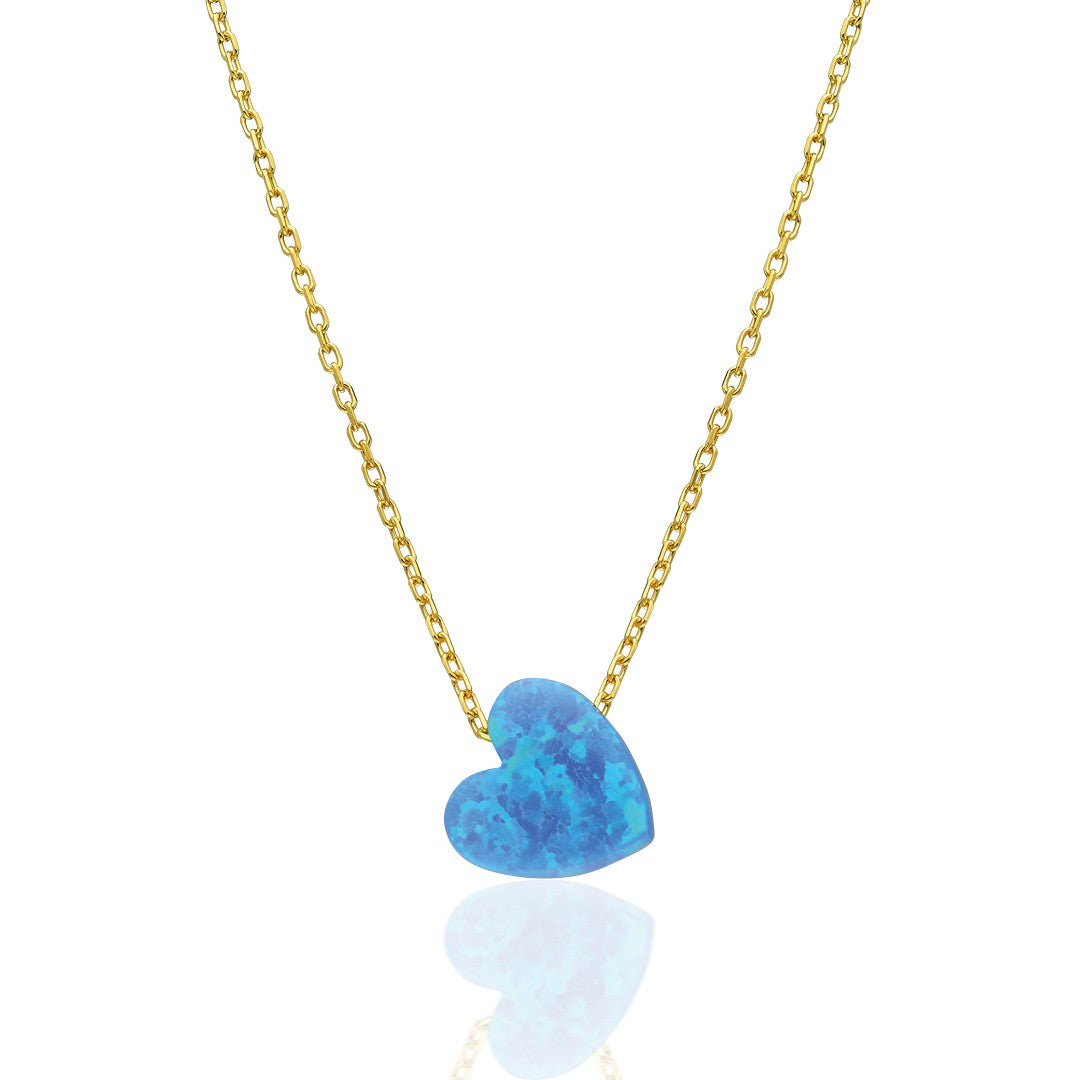 Original Heart Necklace with Blue Opal - 925 SILVER