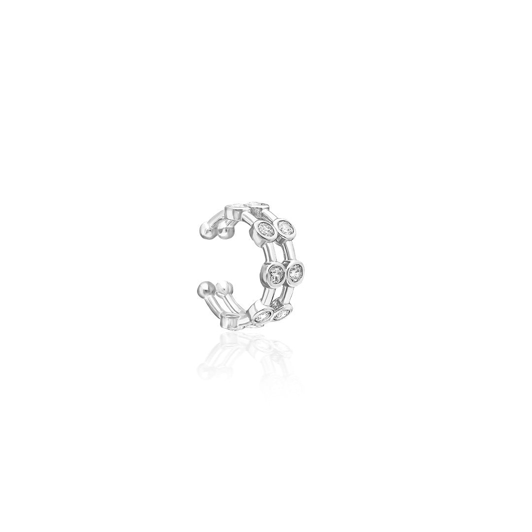 Two Row Stone Cartilage Earrings - 925 SILVER