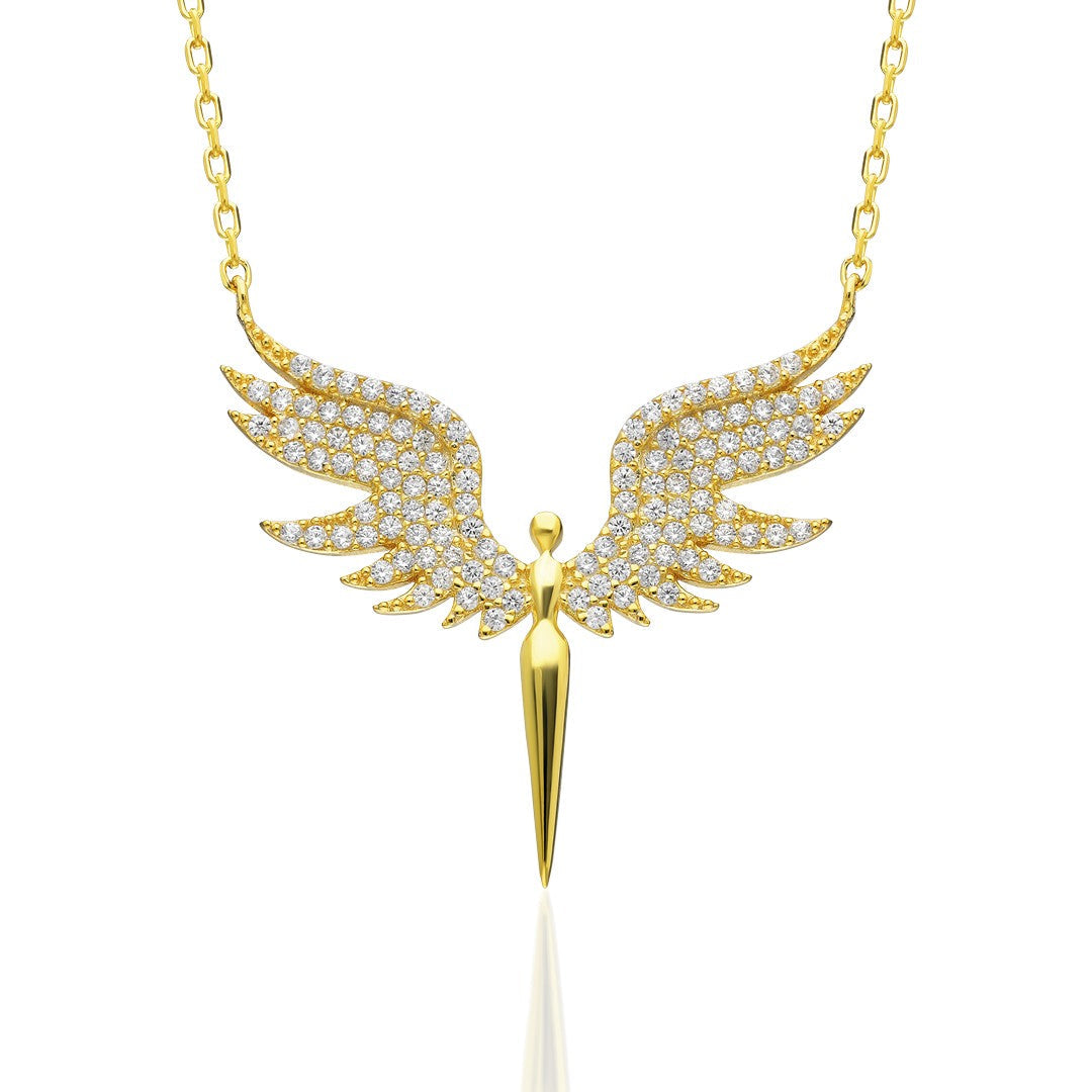 Angel Wing Stone Necklace - 925 SILVER