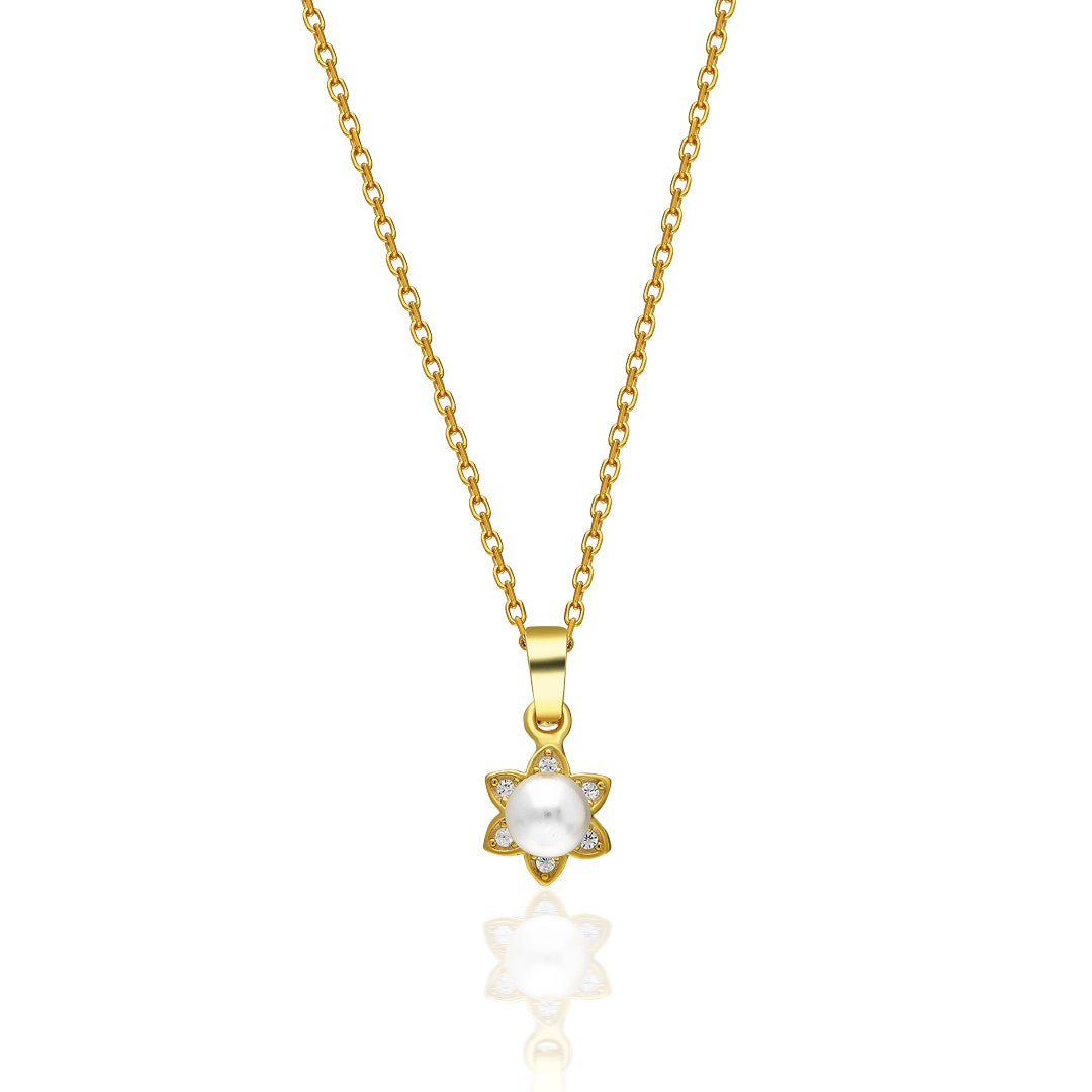 Pearl Flower Necklace - 925 Silver