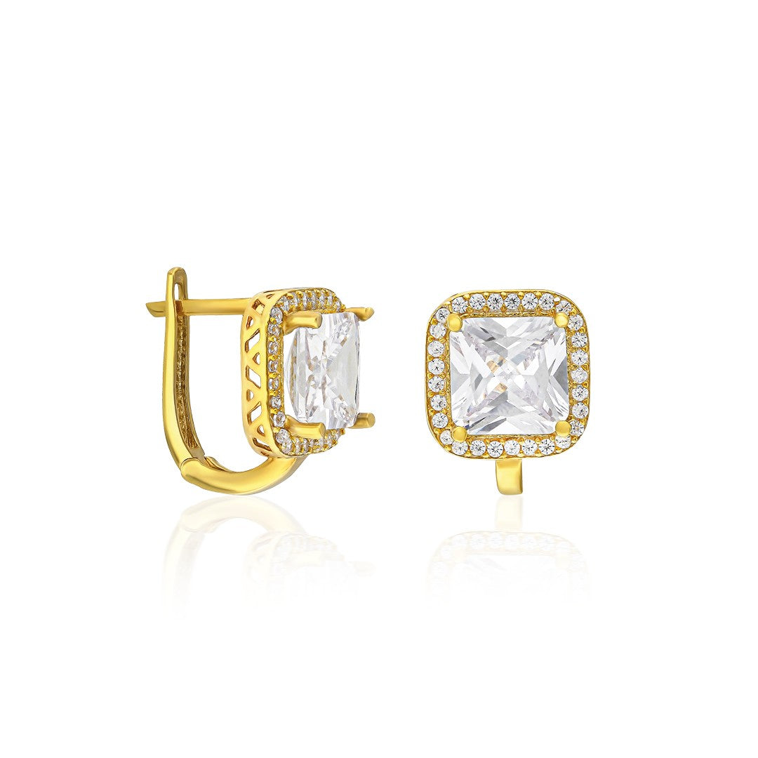 Baguette Zircon Single Stone Earring - 925 SILVER