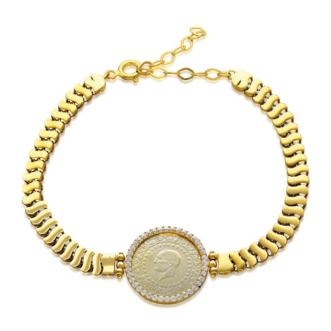 Framed Quarter Chain Bracelet - 925 SILVER