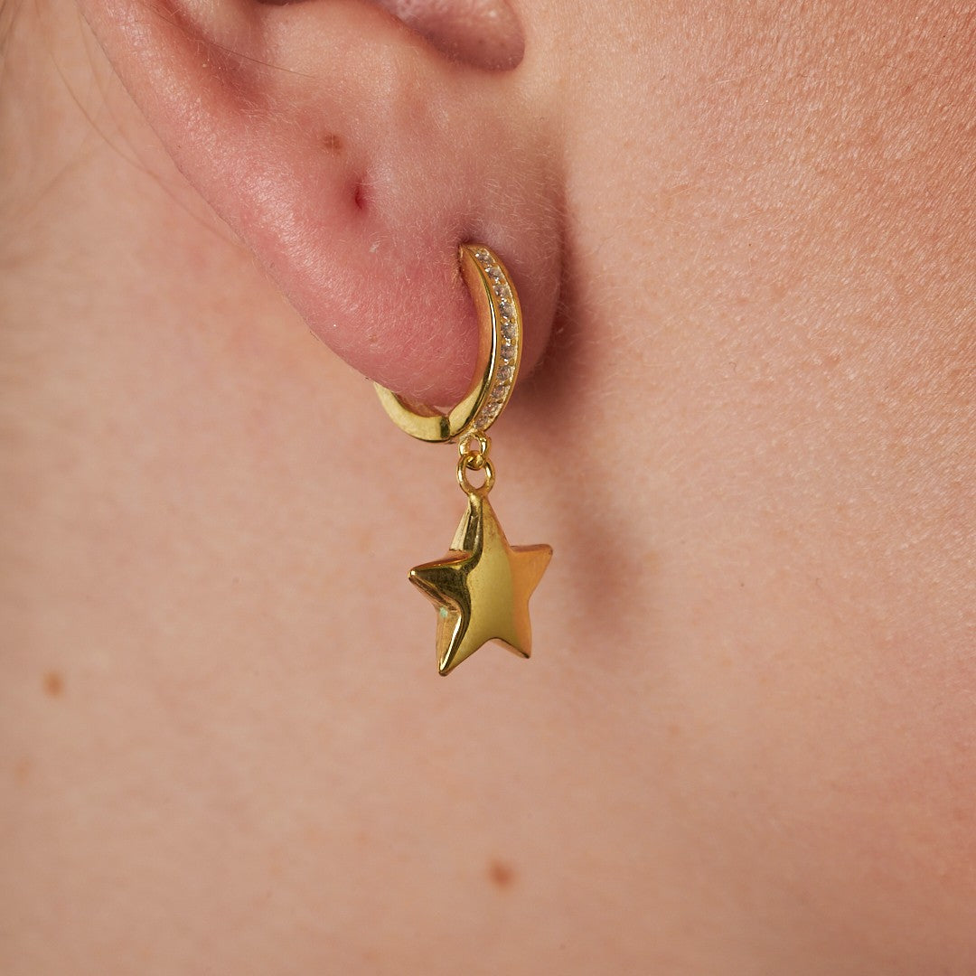 Dangling Star Earrings - 925 SILVER