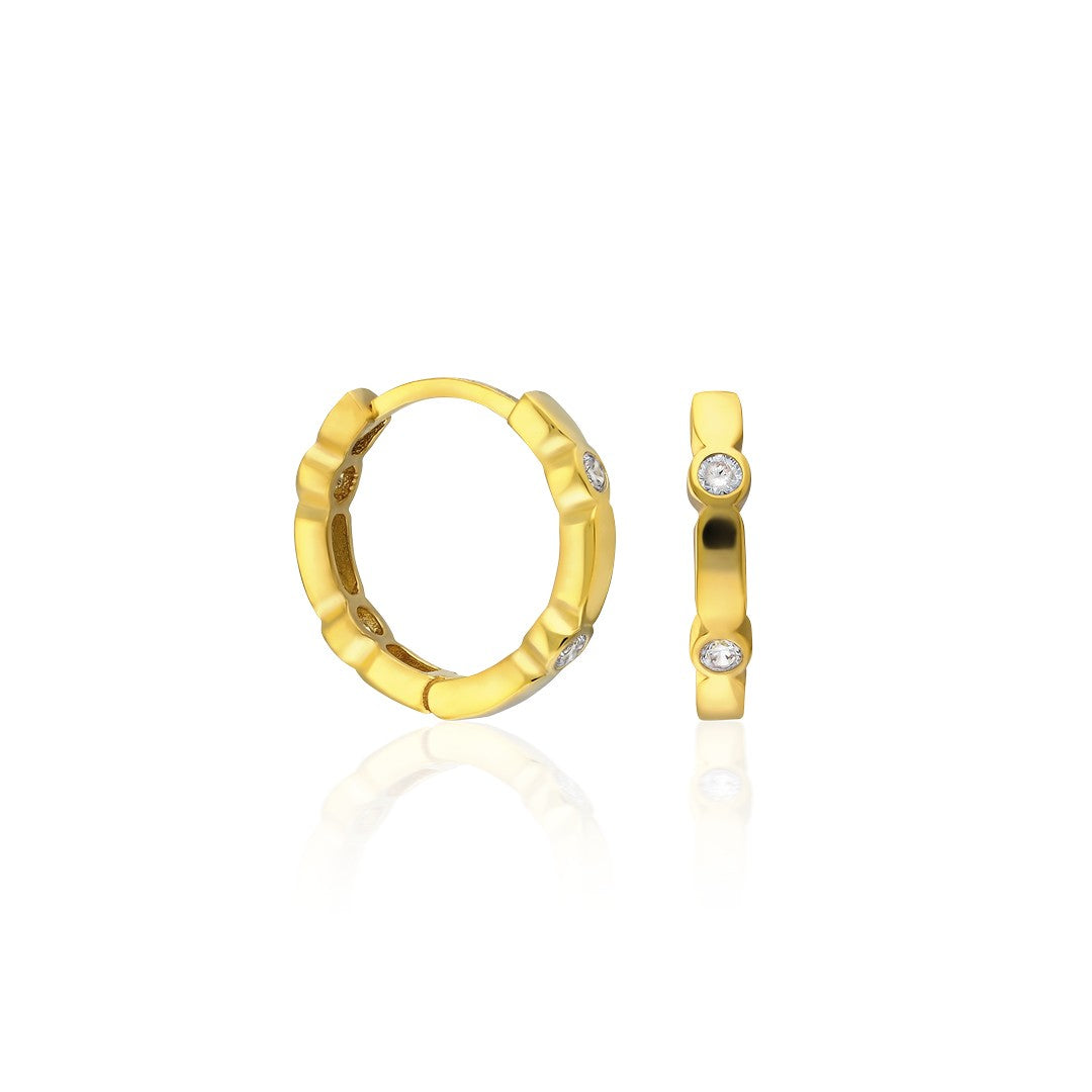 Stylish Hoop Earrings with Four Stones - 925 Silver