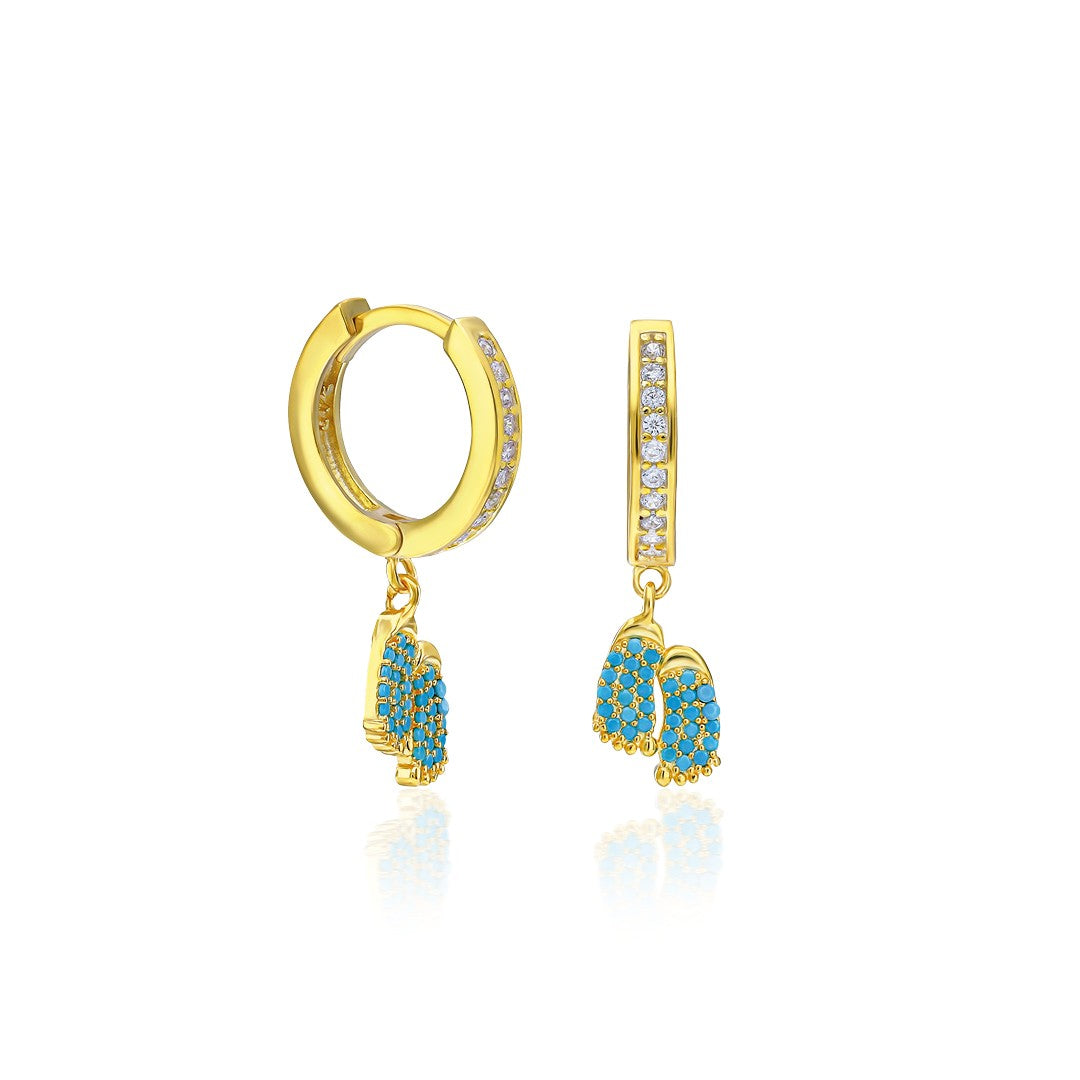 Stone Baby Foot Earrings - 925 Silver