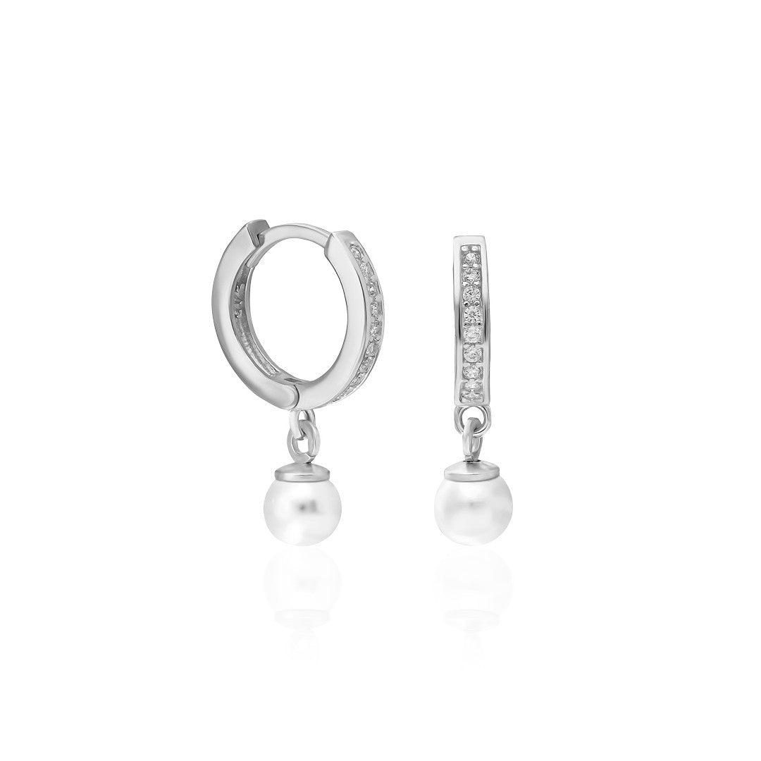 Pearl Zircon Earrings - 925 Silver