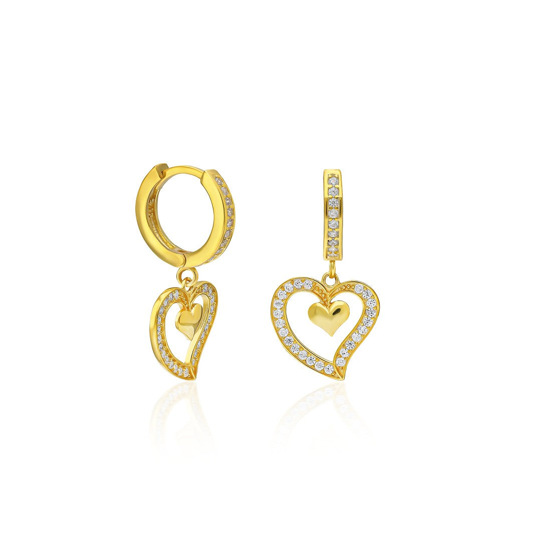 Two Heart Earrings - 925 Silver