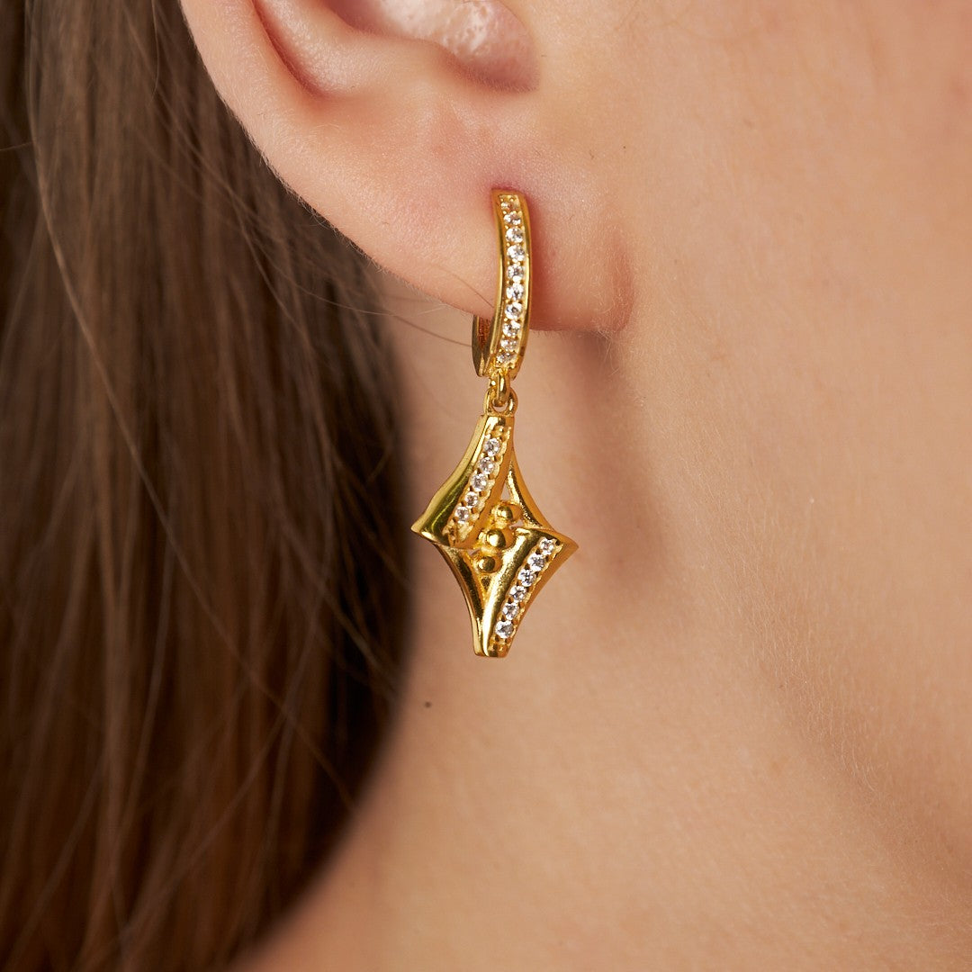 Glitter Disc Earrings - 925 SILVER