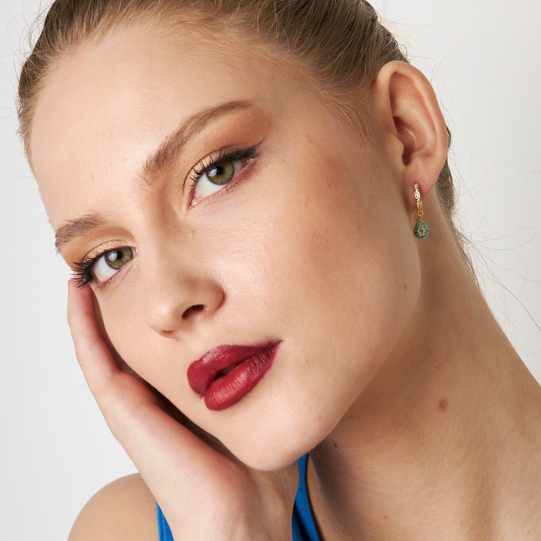 Colorful Stone Drop Earrings - 925 SILVER