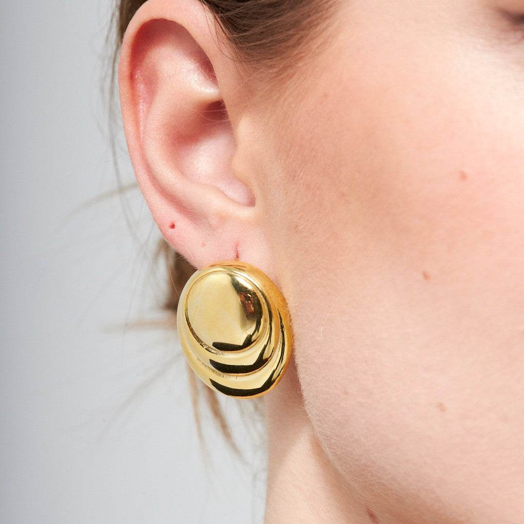 Large Button Earring - 925 SILVER