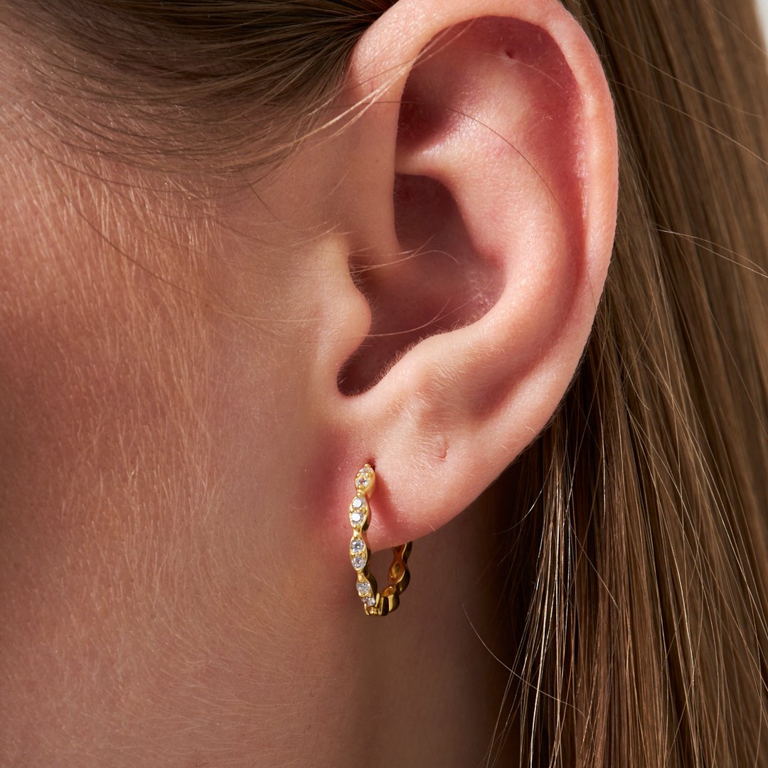 Zirconia Hoop Earrings - 925 SILVER