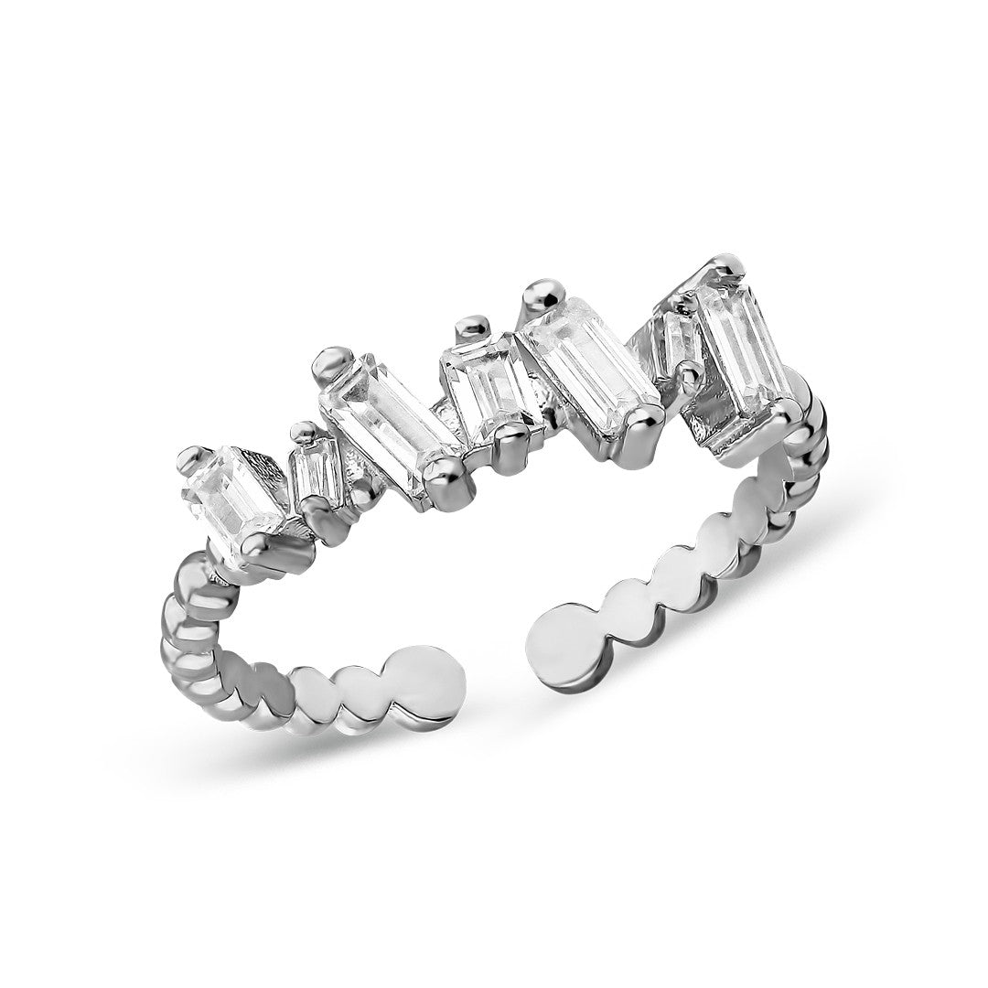 Elegant Baguette Diamond Ring - 925 SILVER