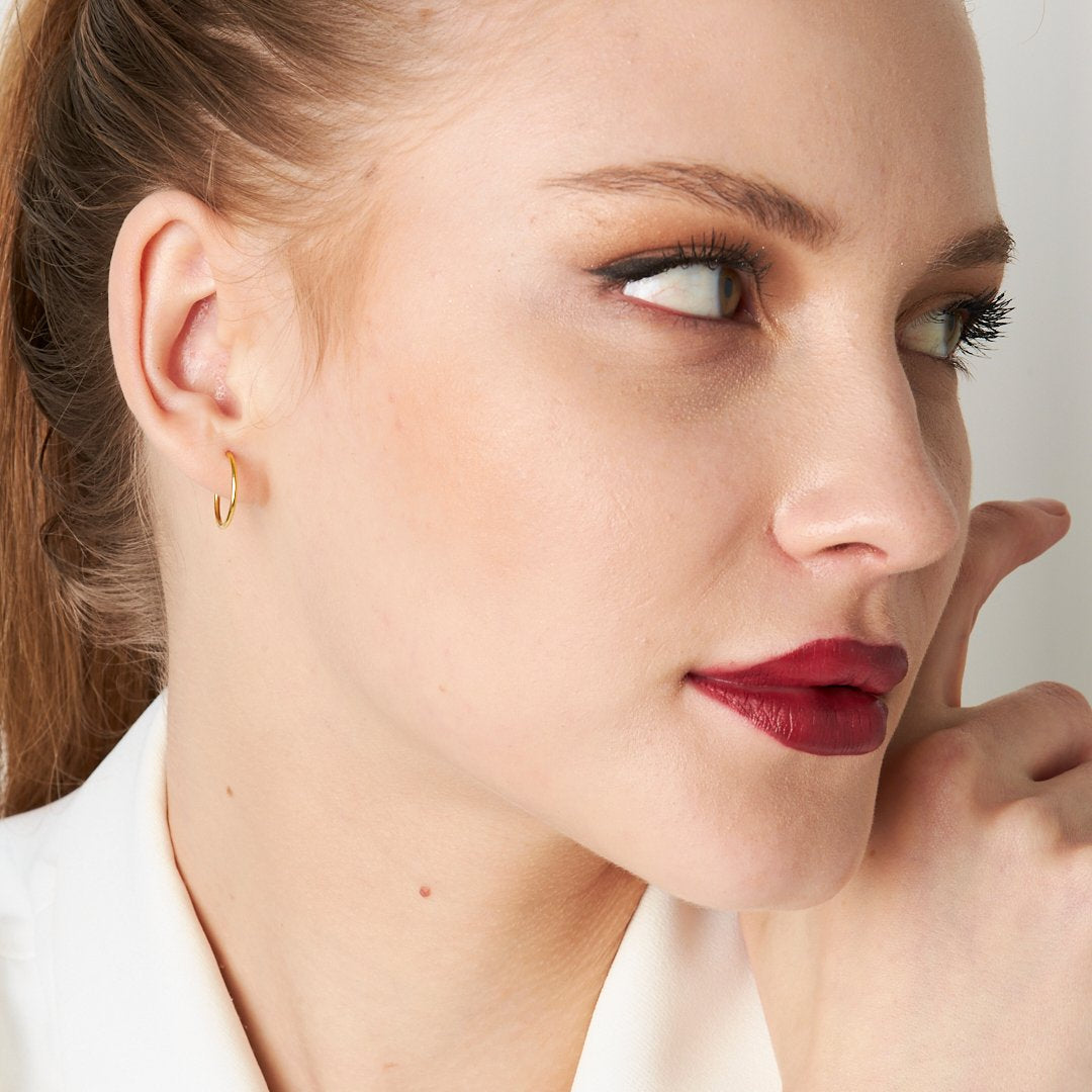 Thin Hoop Earrings - 925 SILVER