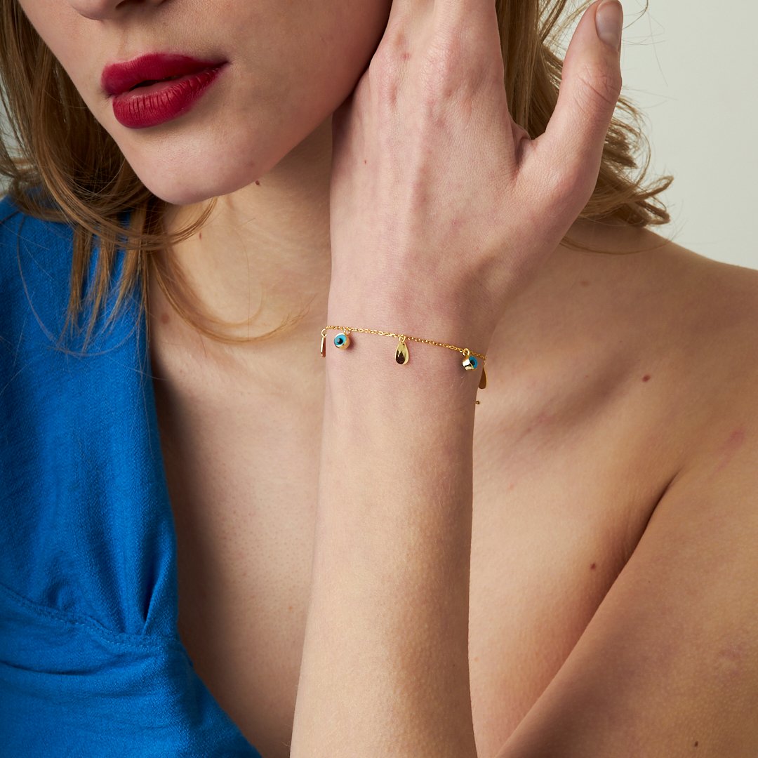 Evil Eye Drop Bracelet - 925 SILVER