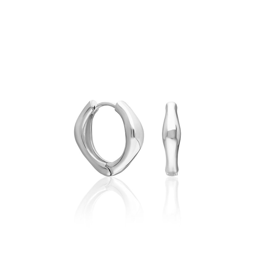 Geometric Shaped Hoop Earrings - 925 Silver