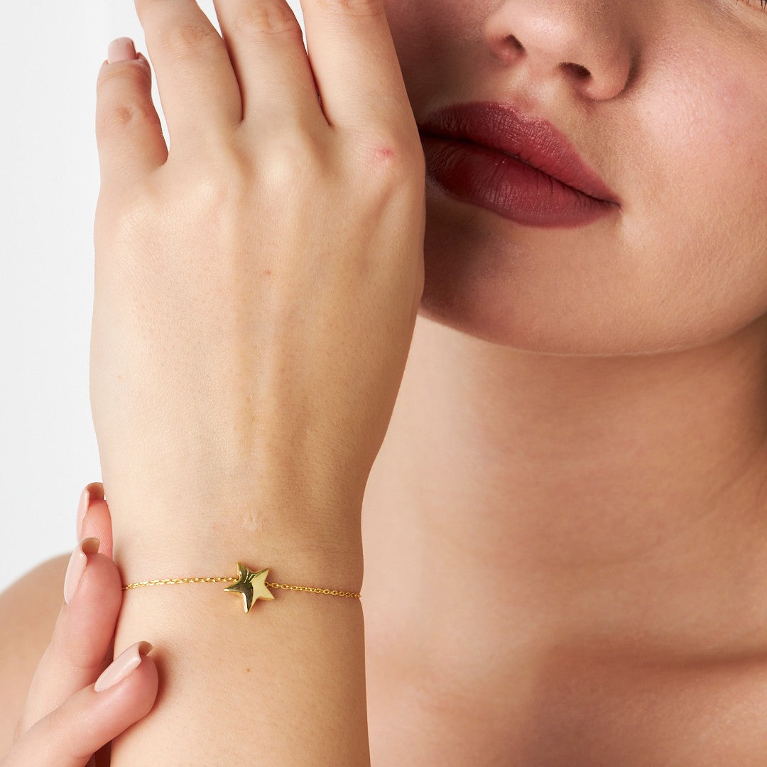 Star Figured Plain Bracelet - 925 SILVER