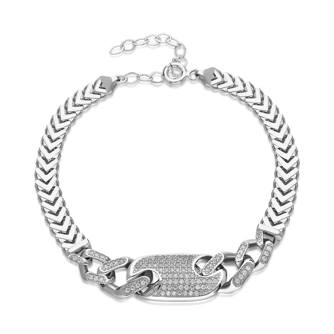 Chain Button Bracelet - 925 SILVER