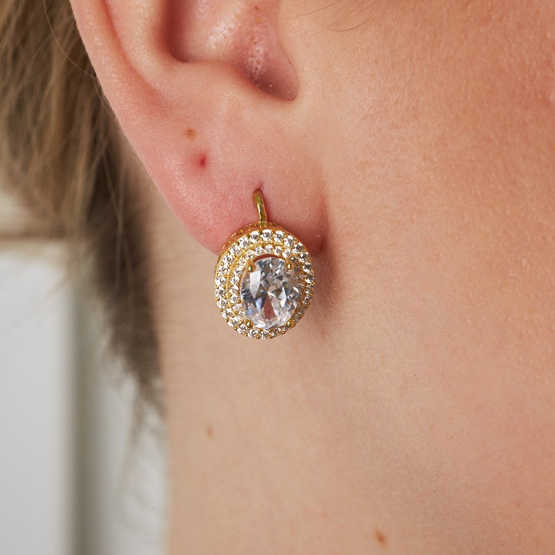 Shiny Diamond Earrings - 925 SILVER