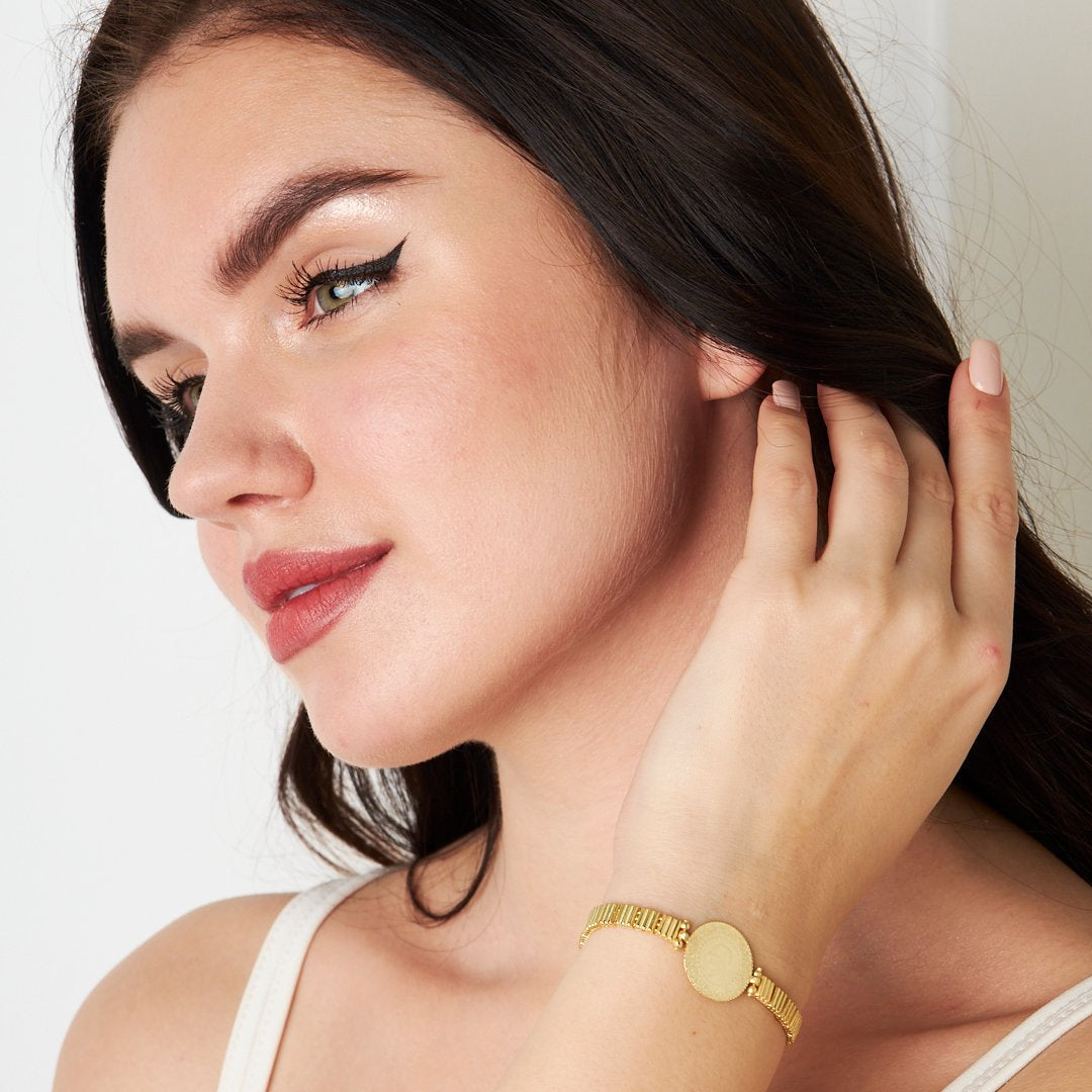 Square Striped Chain Bracelet - 925 SILVER