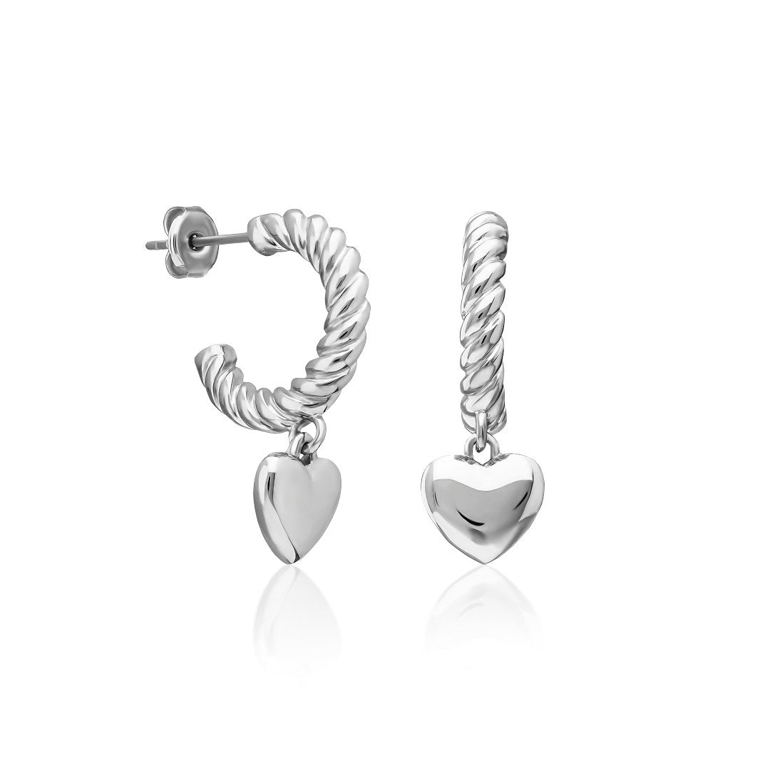Twisted Heart Earrings - 925 SILVER
