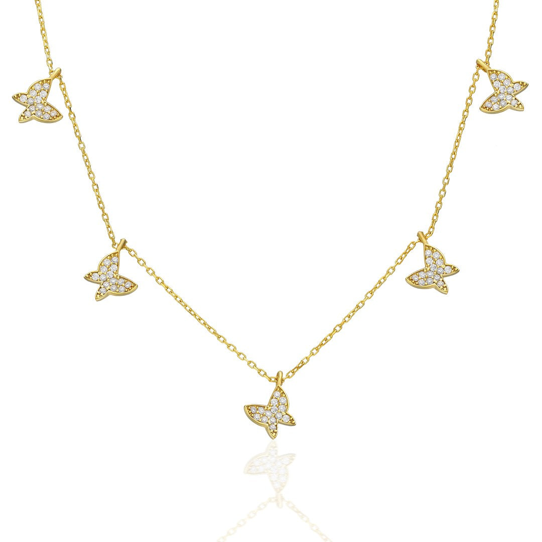 Five-Layer Butterfly Necklace - 925 Silver