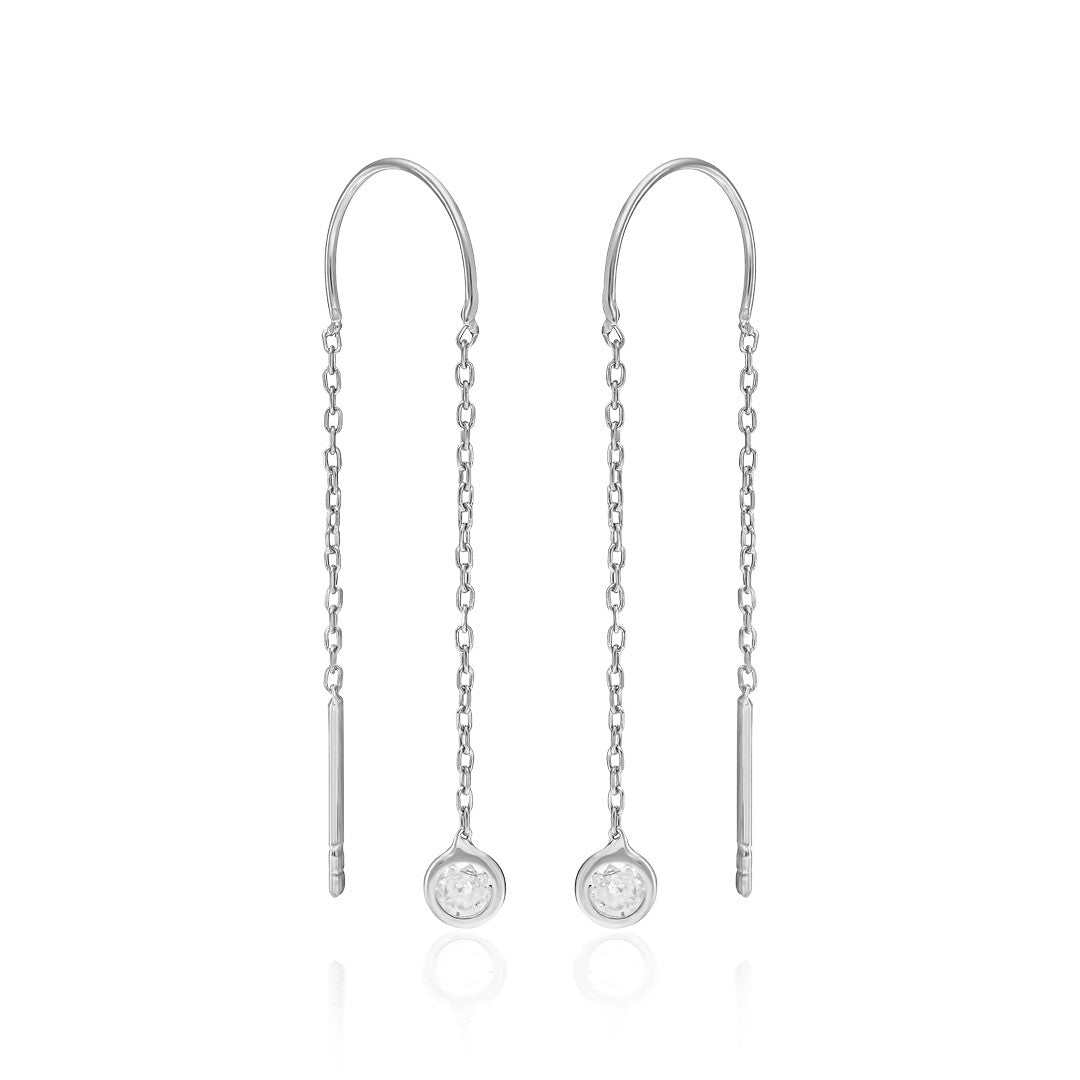 Hanging Zircon Chain Earrings - 925 SILVER