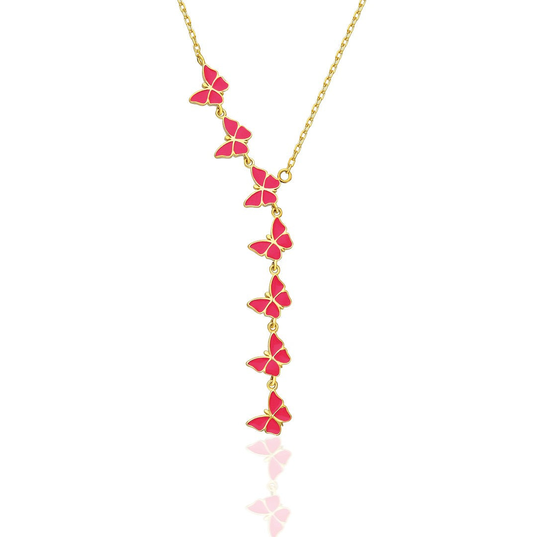 Spilled Colorful Butterfly Necklace - 925 SILVER