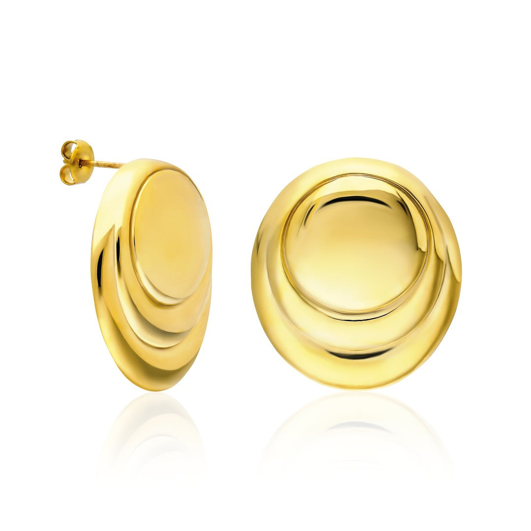 Large Button Earring - 925 SILVER