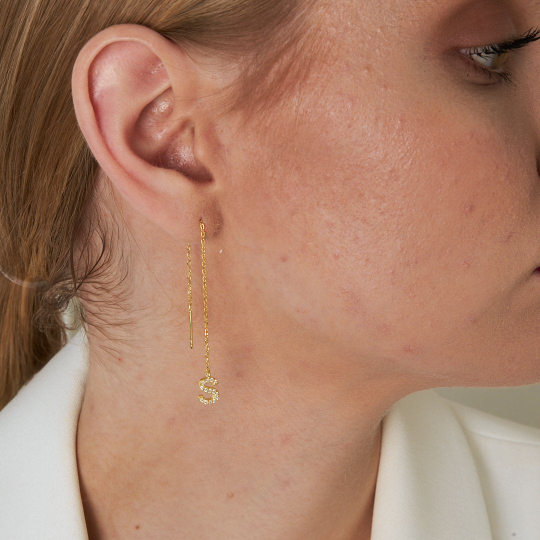 Zircon Stone Dangle Earrings - 925 SILVER