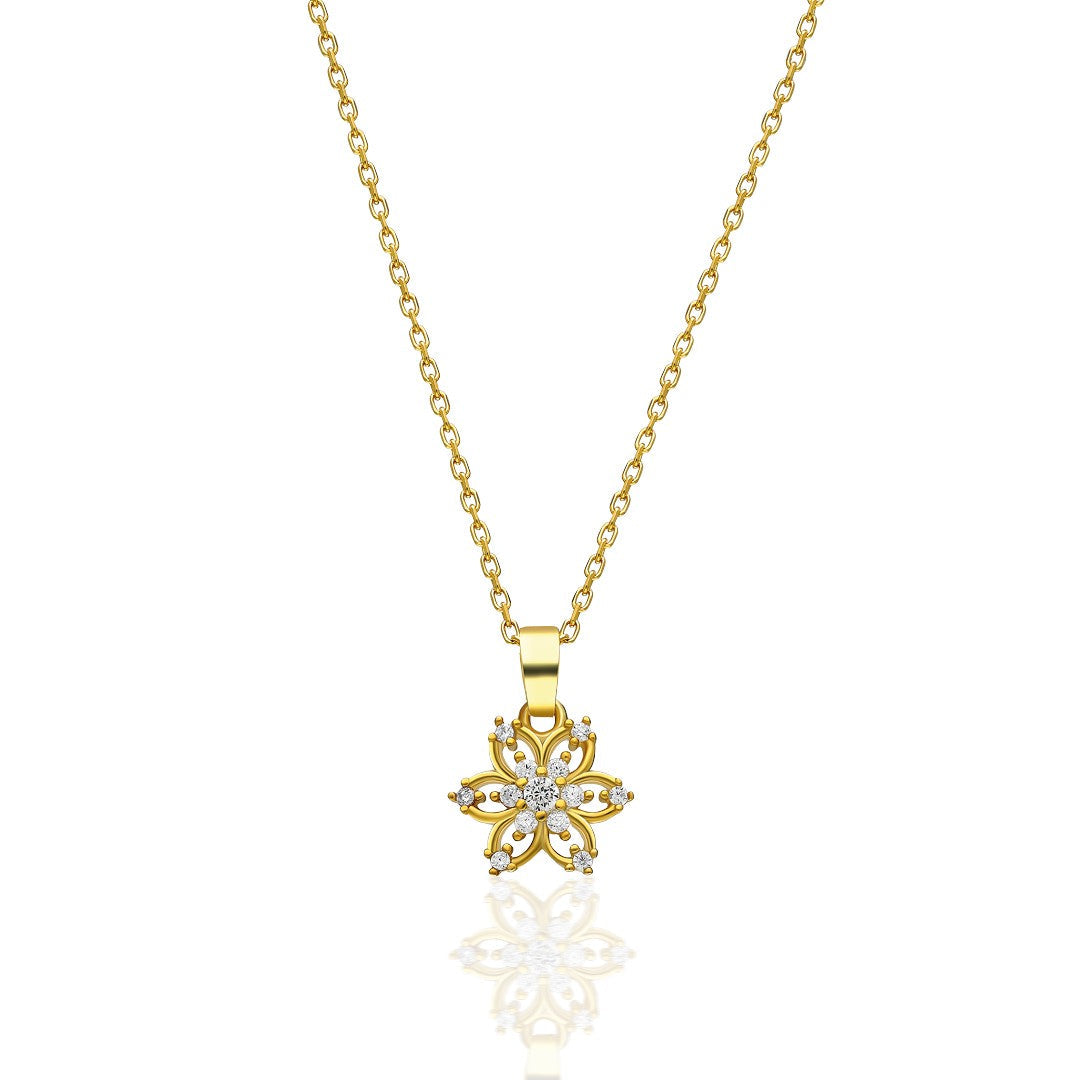 Stone Flower Necklace - 925 SILVER