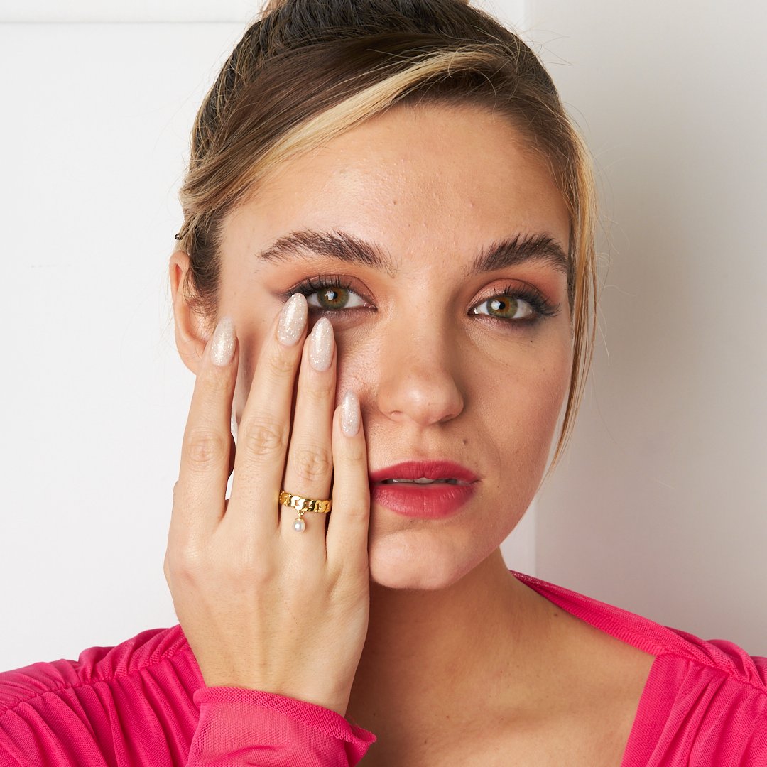 PERLEN HÄNGER RING | 925 SILBER