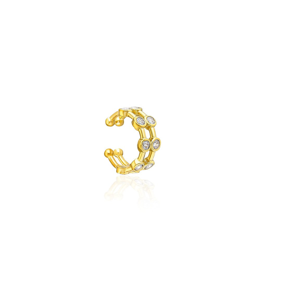 Two Row Stone Cartilage Earrings - 925 SILVER