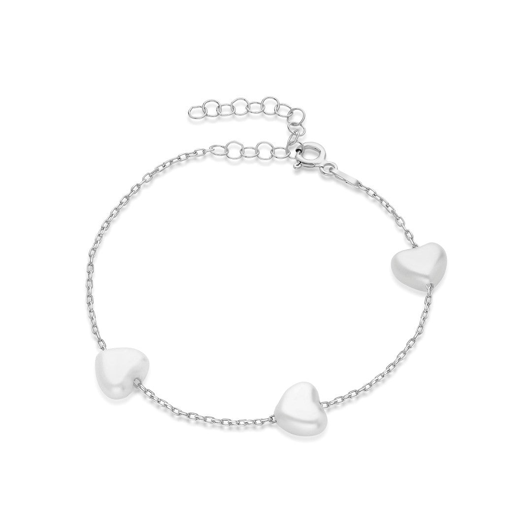 Heart Beaded Bracelet - 925 SILVER