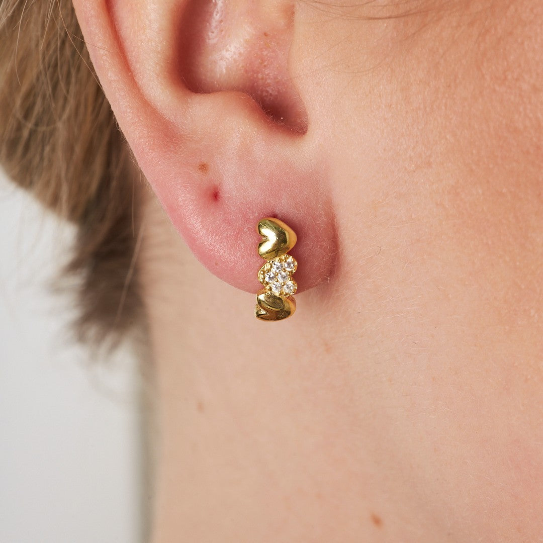 Triple Heart Row Earrings - 925 SILVER