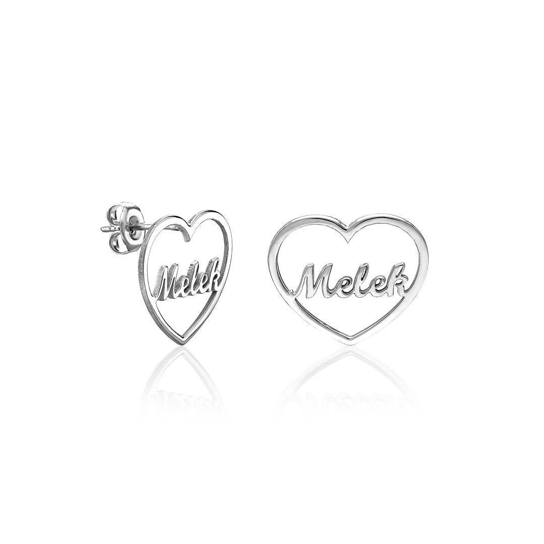 Heart Named Earrings - 925 SILVER
