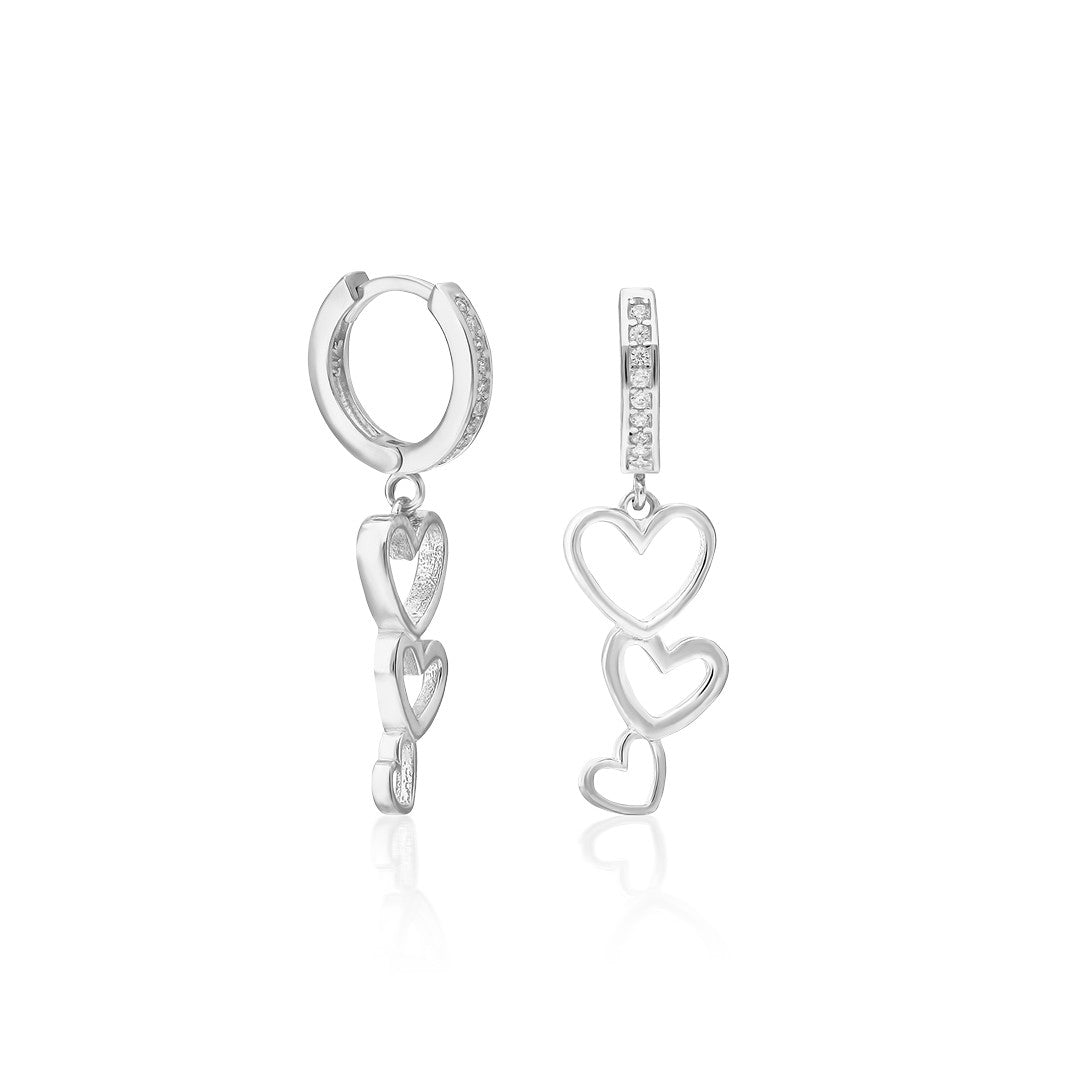 Simple Dangling Heart Earrings - 925 SILVER