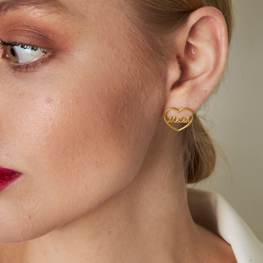 Heart Named Earrings - 925 SILVER